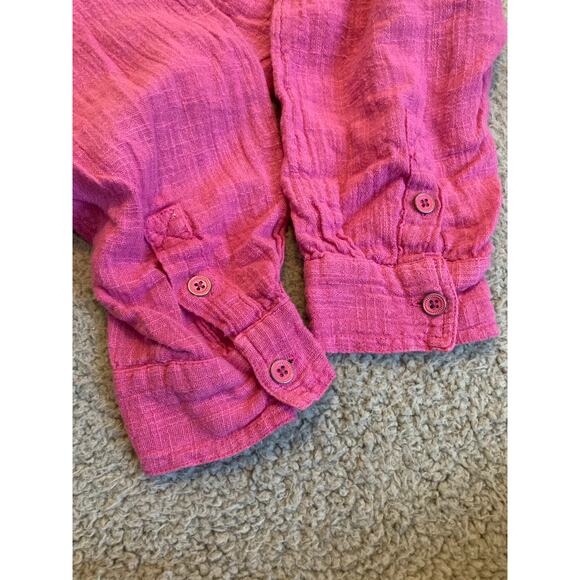 We The Free People Button Top Small Oversized Gauze Long Sleeve Boho Beach Pink - Picture 5 of 16